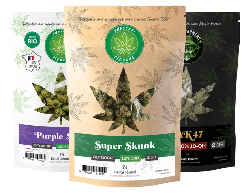 Indicus Flowers CBD Réunion packaging